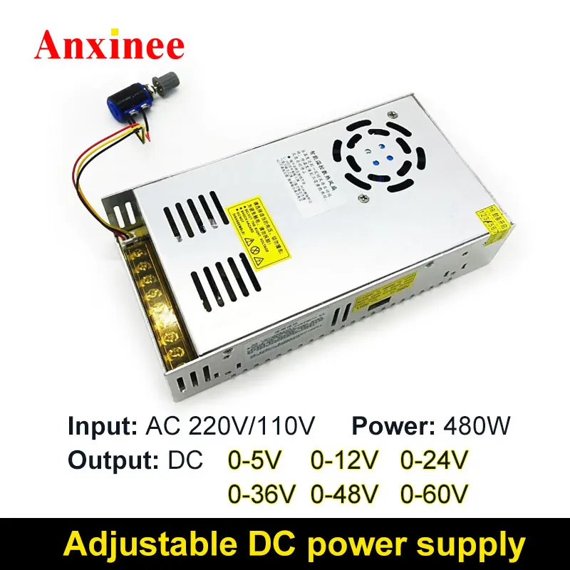 

480w Adjustable DC Power Supply AC 220v/110v To DC 5v 12v 24v 36v 48v 60v Switching Power Module Variable Voltage