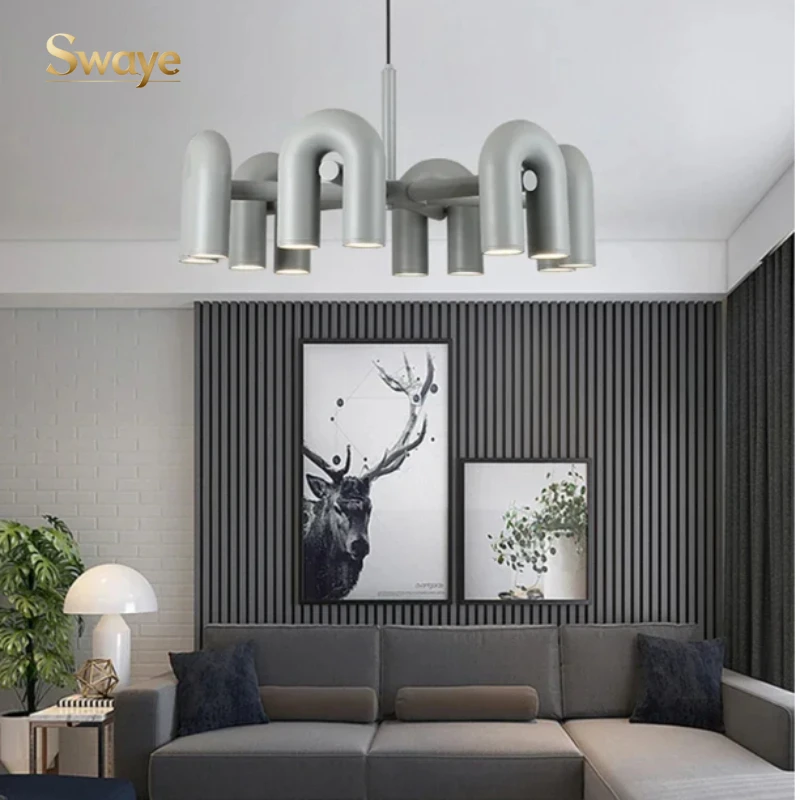 

Bauhaus Retro LED Ceiling Chandelier Lamp U-Shaped Artistic Suspension Pendant Light Home Decoration Bedroom Dinning Living Room
