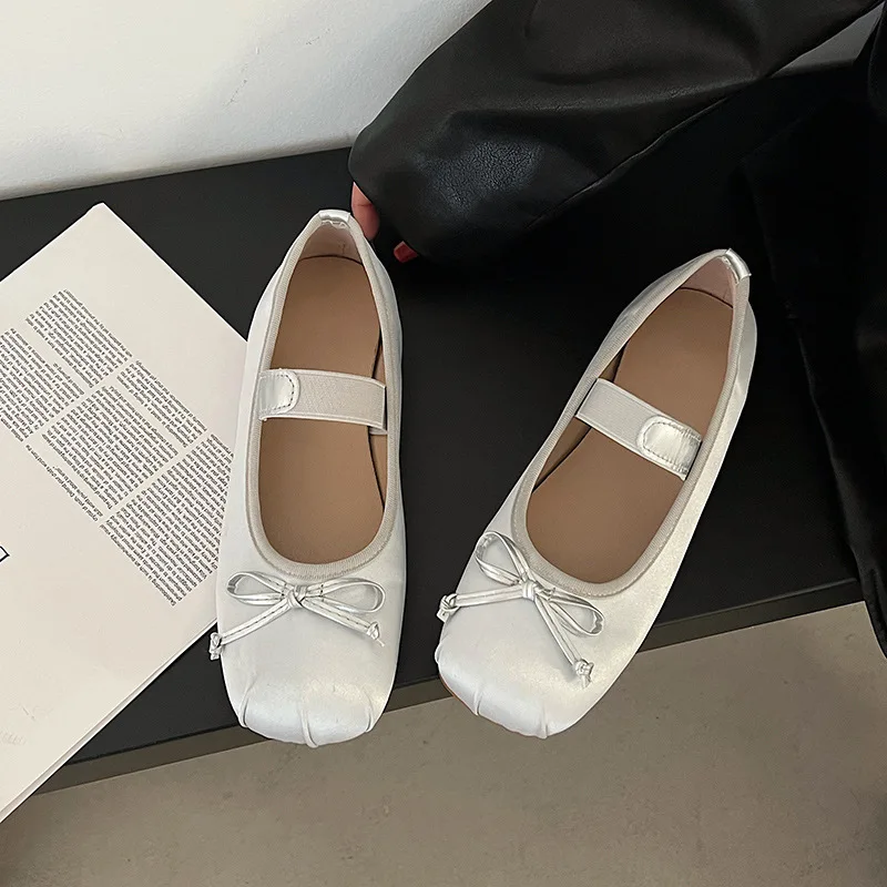 Fashion Casual Shoes Spring Dress Walking Loafers Women Shoe Shallow Sweet Bow Comfortable Ballet Flats Women\'s Sandals 2024