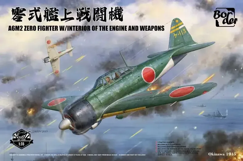 Border BF-006 A6M2 Zero Fighter met ingebouwde motorconstructie 1/35 schaal vliegtuigmodelkit