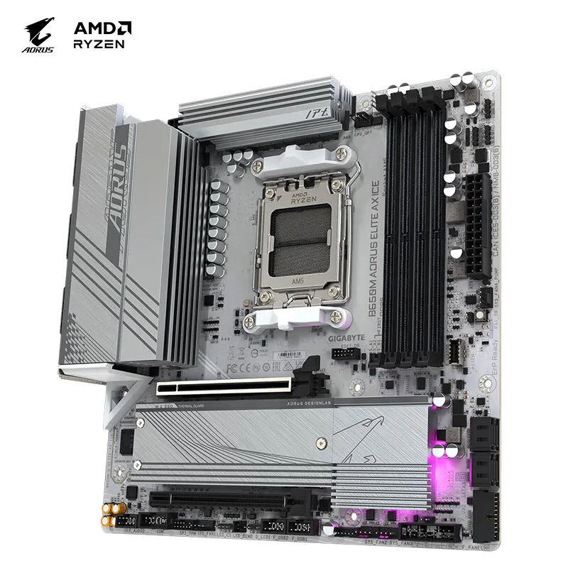 Imagem -02 - Placa-mãe Ice Gigabyte-b650m Aorus Elite ax Mainboard Duplo Canal 192gb de Memória Ddr5 8000 oc Mhz M.2 Pcie 4.0 Am5 B650m