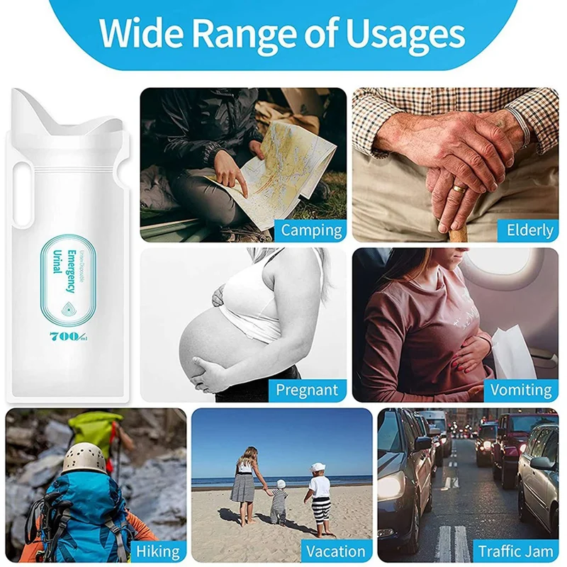 Smart-24PCS Disposable Urine Bags, 700ML Urine Bags For Travel Camping Emergency And Traffic Jam, Pee Bags With For Man, Women