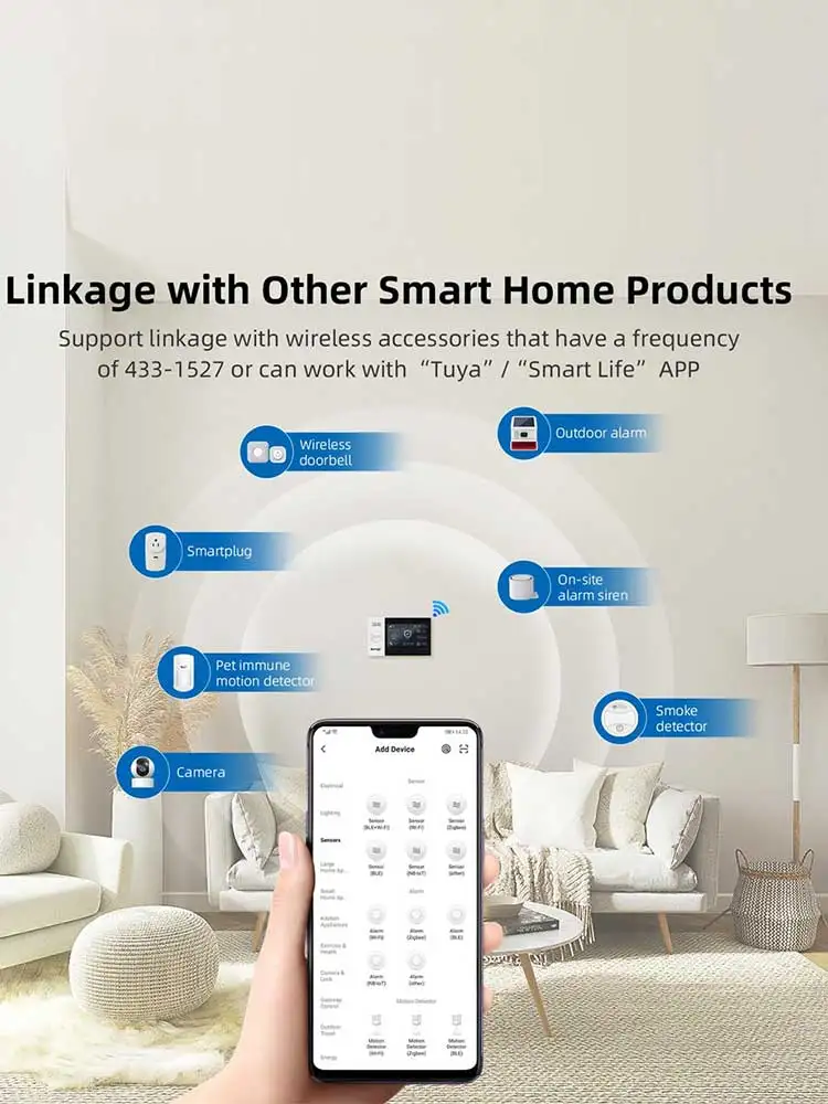 Système d'alarme TUYA WiFi 4G GSM pour la sécurité domestique intelligente avec sirène solaire sans fil PIR, compatible avec la télécommande Tuya