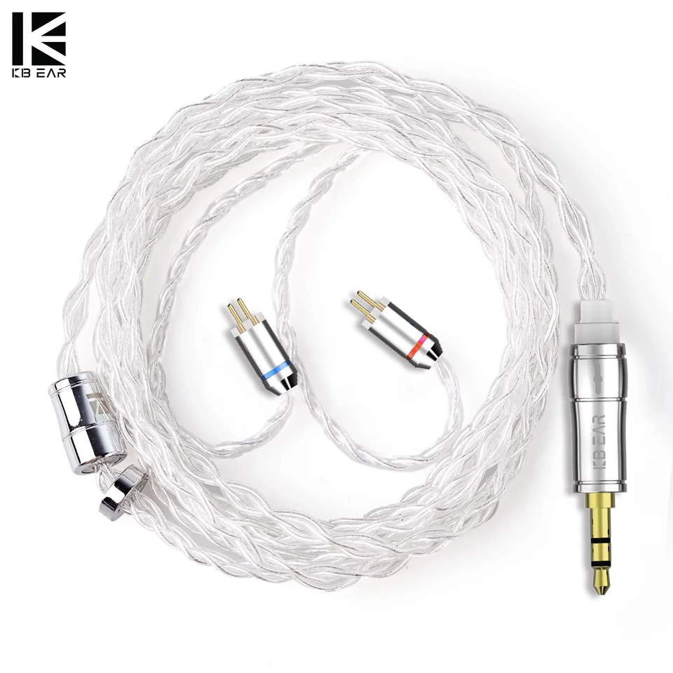 KBEAR Limpid 4 Core 4N Pure Silver Earphone Cable 3.5/2.5/4.4mm