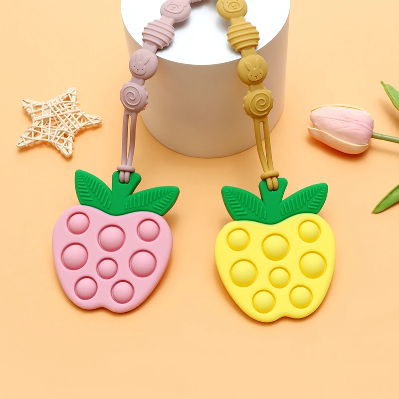 Baby Silicone Teether Toy Cute Apple Shaped Photography Prop for Infants Teething Chewing Toys Newborn Photography Accessories