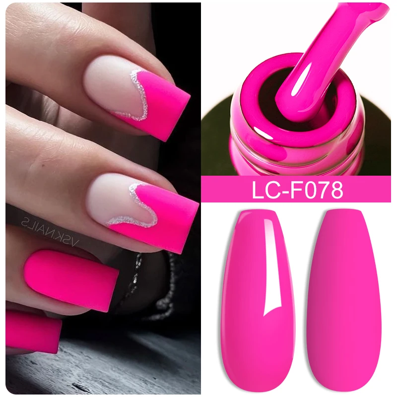 LILYCUTE Fluorescence Color Gel Nail Polish Summer Neon Purple Red Semi Permanent For Manicure Nail Art Matte Top Coat Varnish