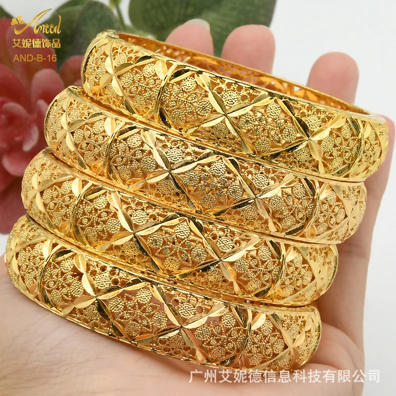 24K gold-plated Dubai bridal pattern bracelet Saudi Nigeria women's banquet sand gold bracelet spot wholesale