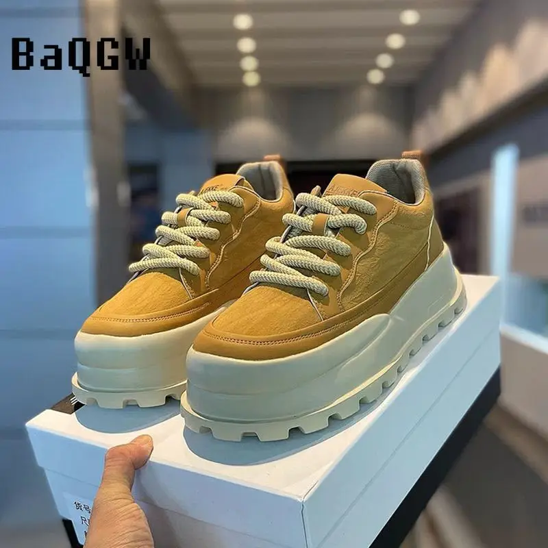 

Мужские модные простые дизайнерские кожаные трендовые повседневные массивные кроссовки с цветными блоками, весенне-осенние спортивные кроссовки