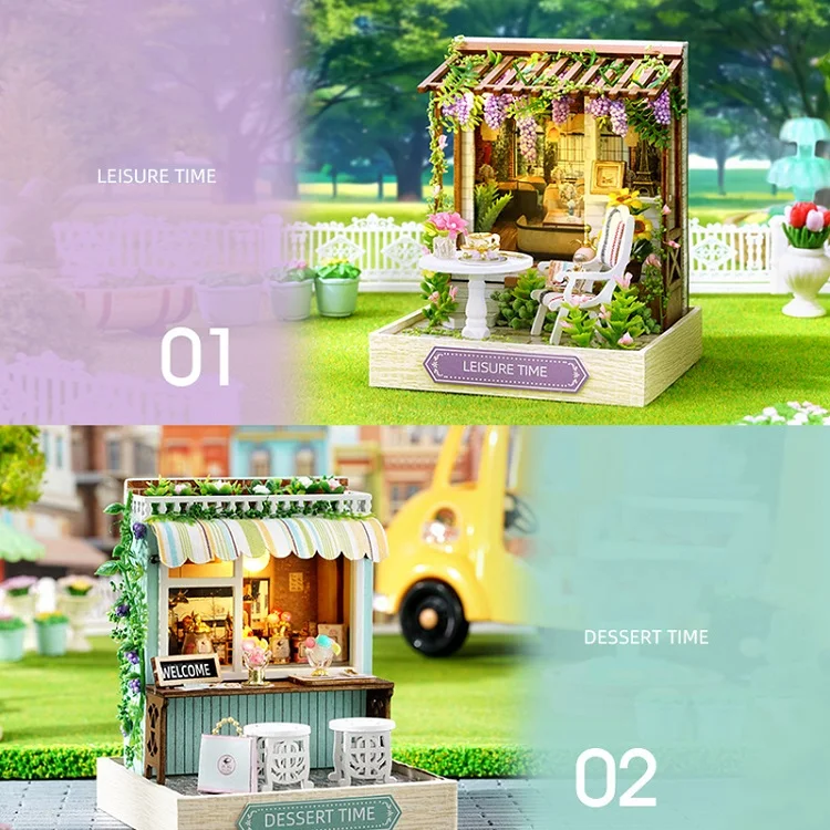 Mini Doll House DIY Small House Kit 3D Puzzle Assembly Model Building Room Bedroom Decoration With Dust Cover Wooden Craft Gifts