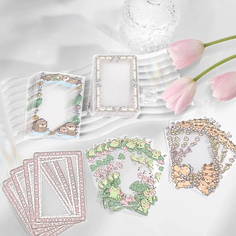 30Pcs 61x91mm Lace Flower Transparent Clear Sleeves Korea Idol Photo Holo Protector Album Card Set Trading Cards Shield Cover