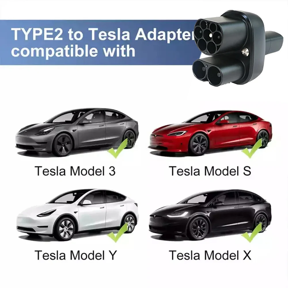 EV Charger Adapter AC 32A DC 400A CCS2 to Tesla Model Y/S/3/X Electric Vehicle Charging 300V-1000V DC 110V-250V AC Convertor