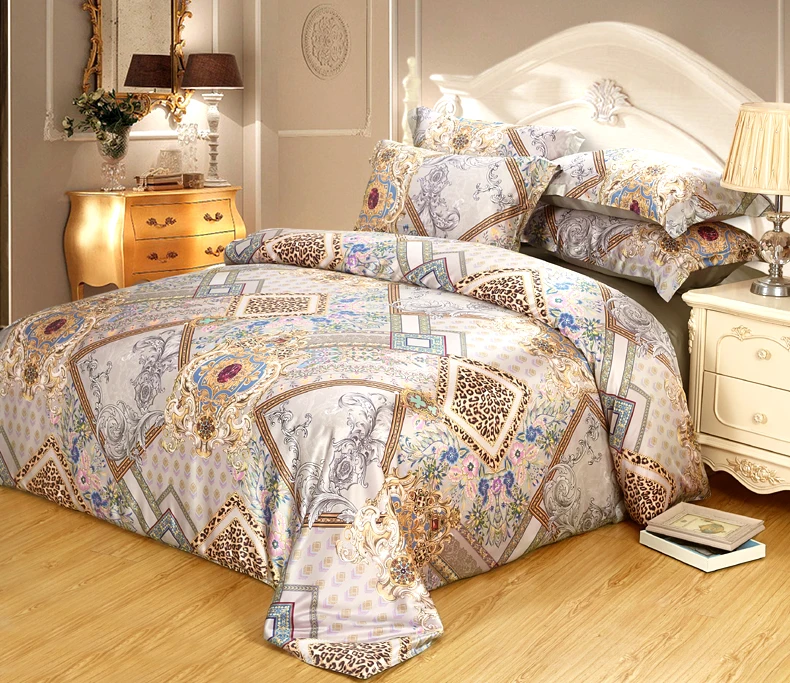 Luxury Home Textile Embroidered Washed Silk Four Piece Set Duvet Cover Bedding Silk Set Mulberry Silk Bedding Set