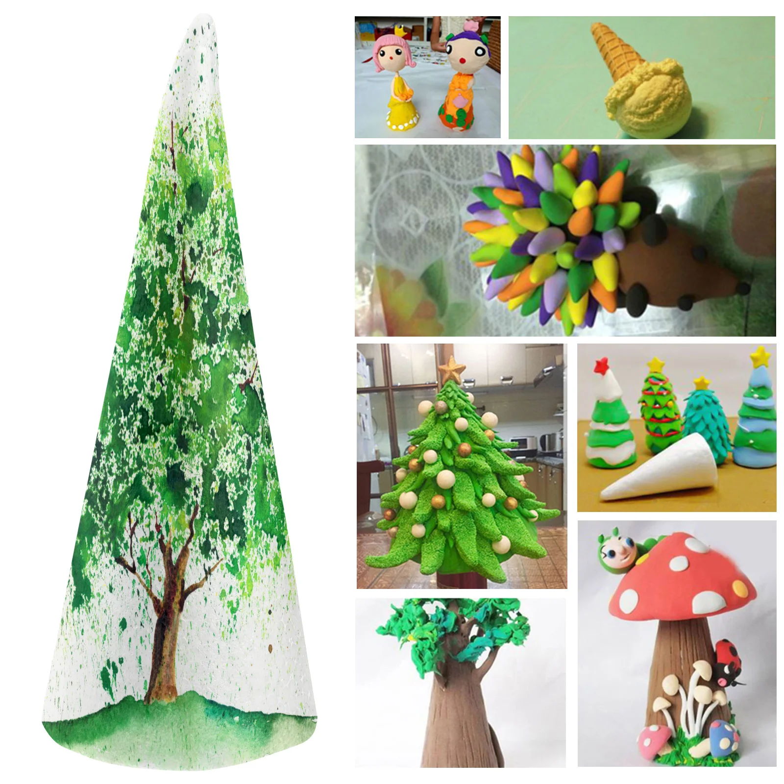 

6Pcs Foam Cones White Polystyrene Craft Cones for DIY Christmas Tree Crafting Flower Arrangement Table Decoration Holiday