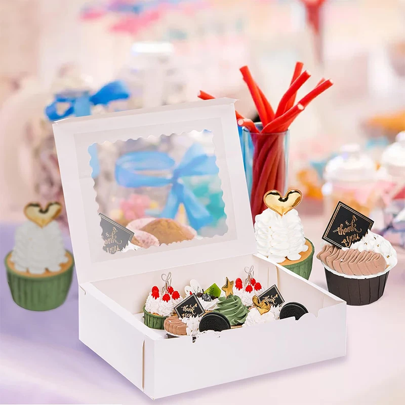 10~20 Pcs/1 Set Cupcake Boxes,Cupcake Containers  with Window and Inserts,Disposable Cupcake Holder, Bakery Pastry Carrier Boxes