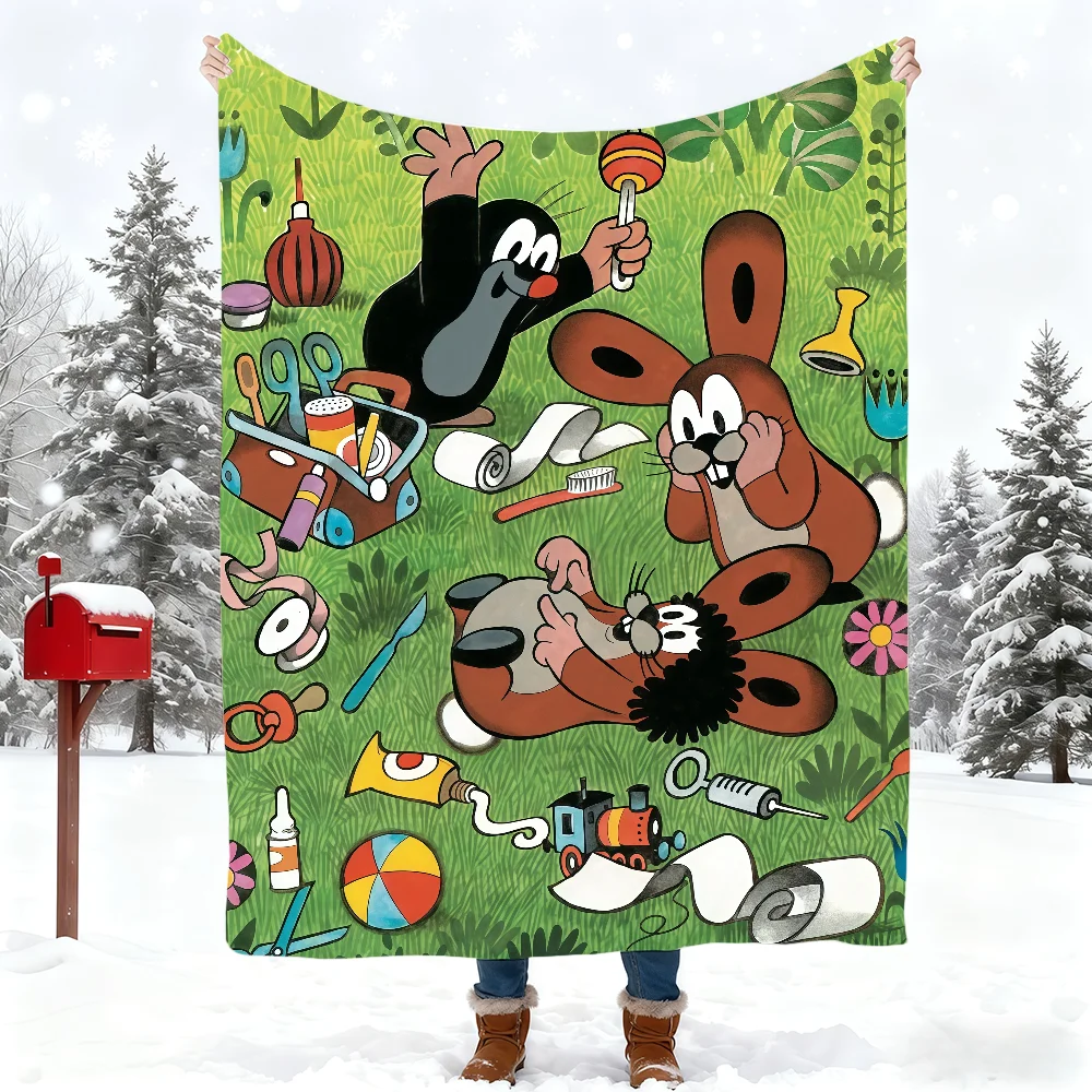 Animation L-Little Mole Cartoon Blanket Blanket for Home Bedroom Bed Sofa Picnic Travel Office Cover Blanket Kids
