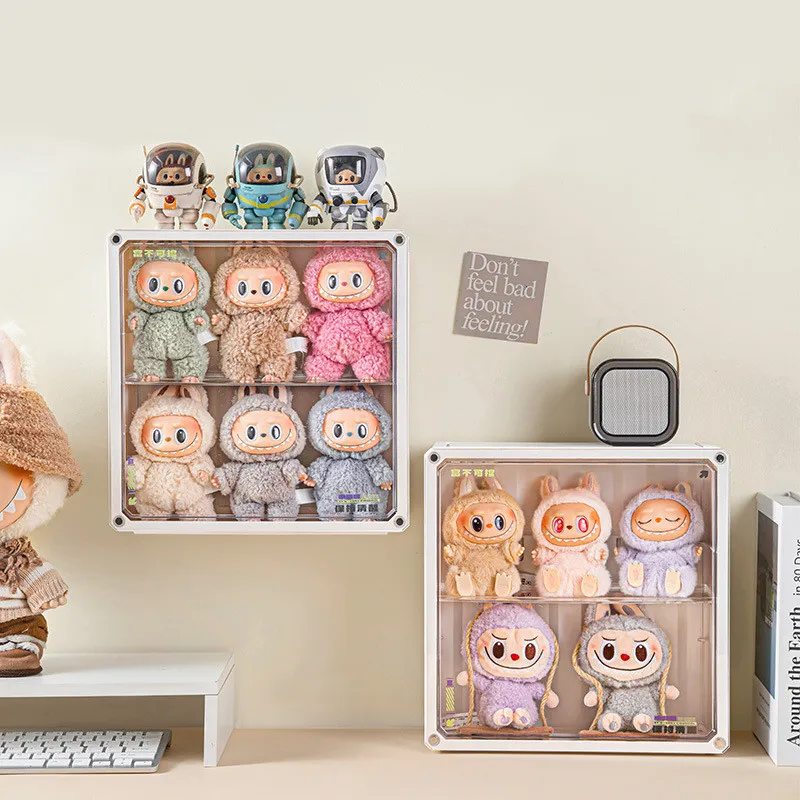 

Wall Mounted Storage Box For Labubu Magnetic Suction Display Rack Organizer for Blind Box Toy Dustproof Cotton Doll Storage Box