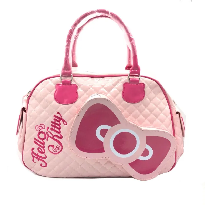 Sanrio Hello Kitty Bag Cute Pink Handbag PU Glossy Travel Bag for Girls Fashion Crossbody Bag Carry on Luggage Backpack