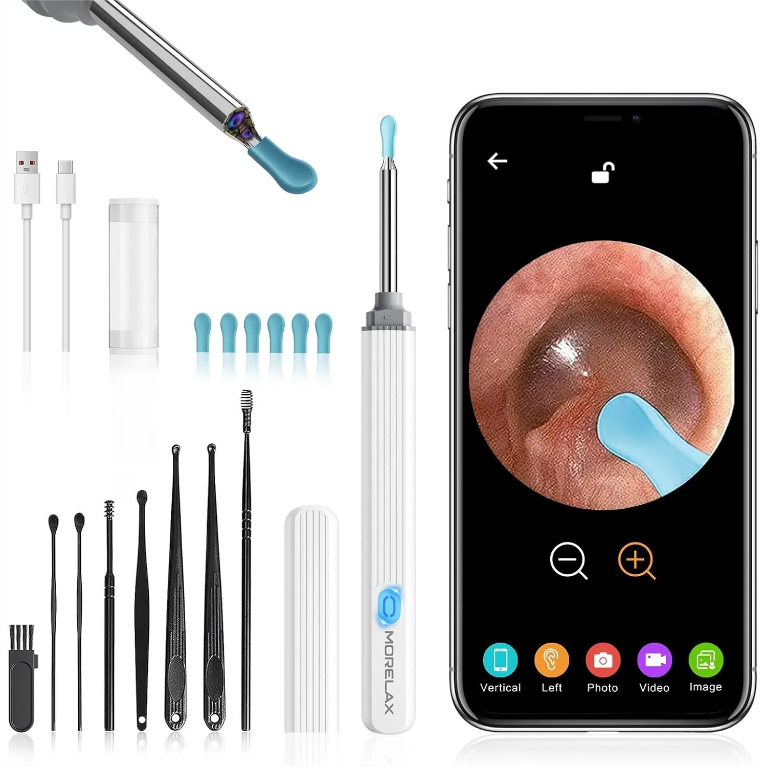 

Ear Wax Removal Tool with 1080P Camera and 6 Ear Scoops for iOS Android