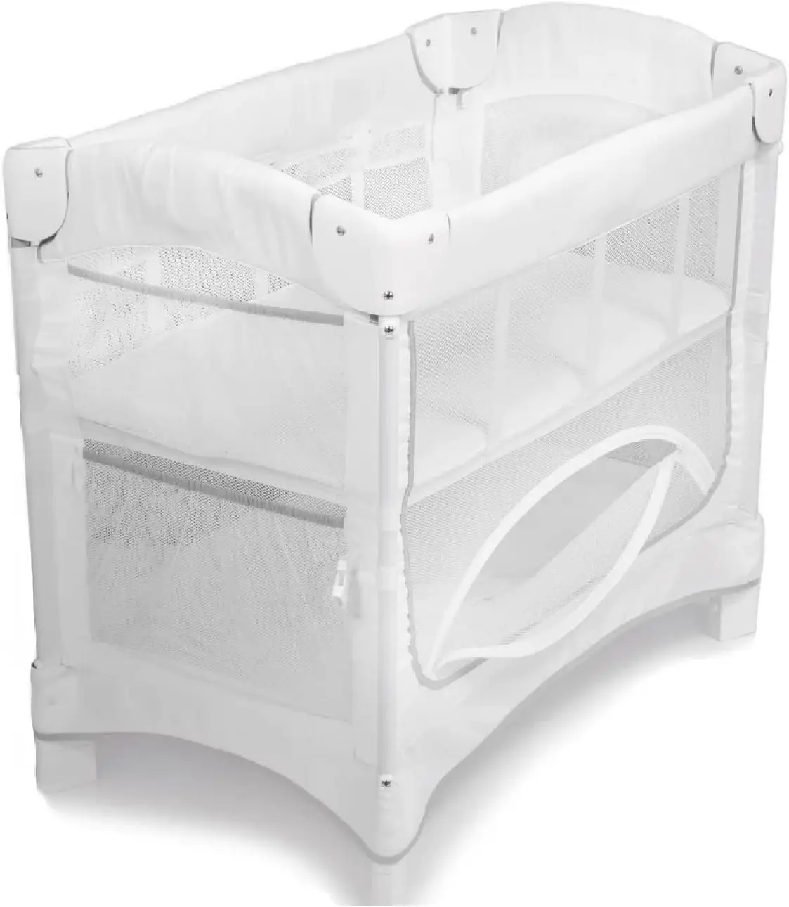 Arm’s Reach Mini Ezee 2 in 1 Co-Sleeper Bedside Bassinet Featuring Breathable Mesh Side Panels with 2 Wheels for Portability, Si