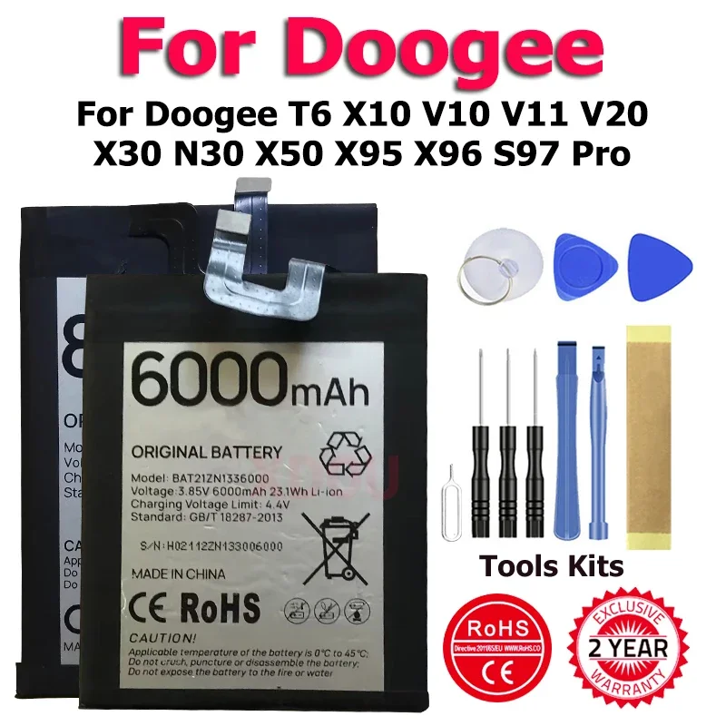 

XDOU BAT20X965400 BAT21M188500 BAT2019104350 BAT17613360 Battery For Doogee T6 X10 V10 V11 V20 X30 N30 X50 X95 X96 S97 Pro