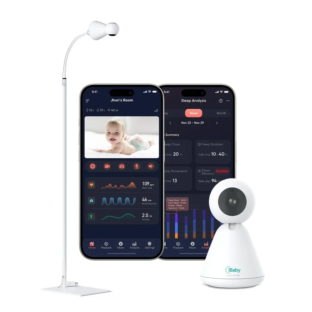 

Умная радионяня i20 — монитор сердечного ритма для новорожденных, дыхания, сна, звуковой аппарат, оповещения о крике и безопасности, ночное видение 1080P,