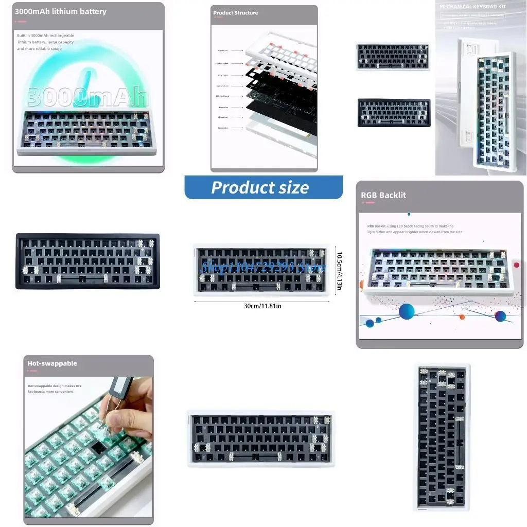 

Y2GD GMK61 Mechanical Keyboard Convenient Switches Replacement 3Modes 5.0/2.4G