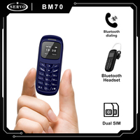 SERVO BM70 Small Cellphone Unlocked Keyboard 2G GSM Alarm Clock Low Radiation Bluetooth Headset Mini Portable Cheap Backup Phone
