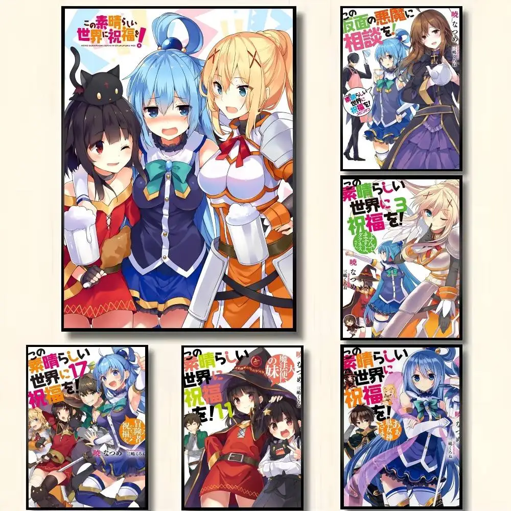 Pósteres de Anime K-Konosuba, Manga Japonesa Divertida, Decoraciones de Pared Autoadhesivas de Alta Calidad, Impresiones a Color, 1 Pieza
