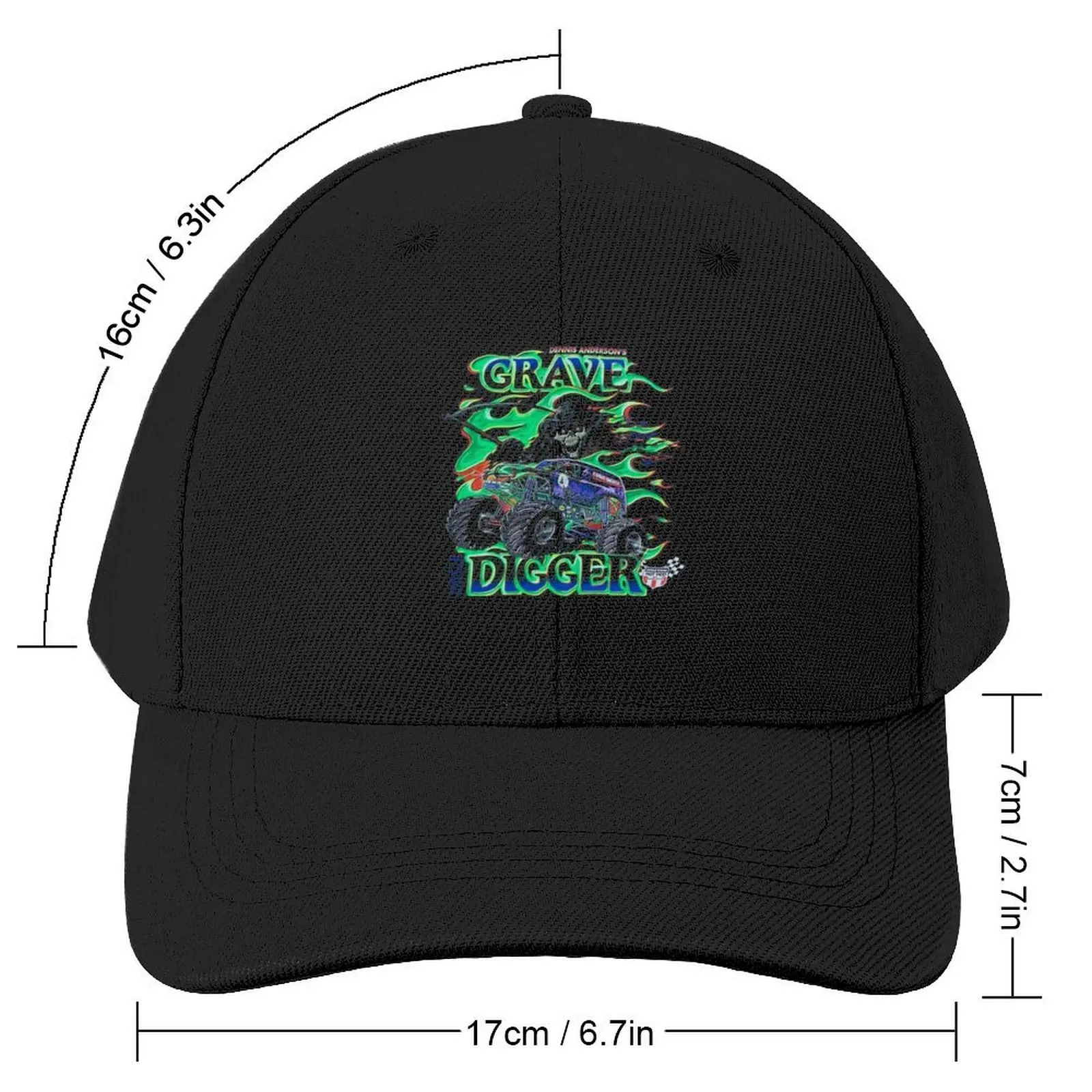 Grave Digger Dennis Anderson Green Vintage Baseball Cap fishing hat funny hat dad hat Hats Man Women's