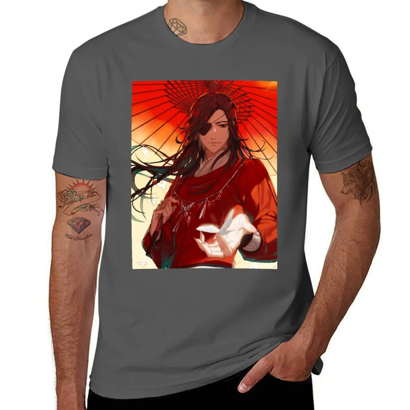 

TGCF Hualian Xie Lian Red Umbrella T-Shirt Christmas Casual Tee Shirt
