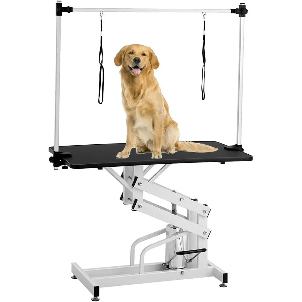 

Dog Grooming Table for Small/Large Dogs, Heavy Duty Professional Pet Grooming Table with Adjustable Overhead Arm and Noose, Rang