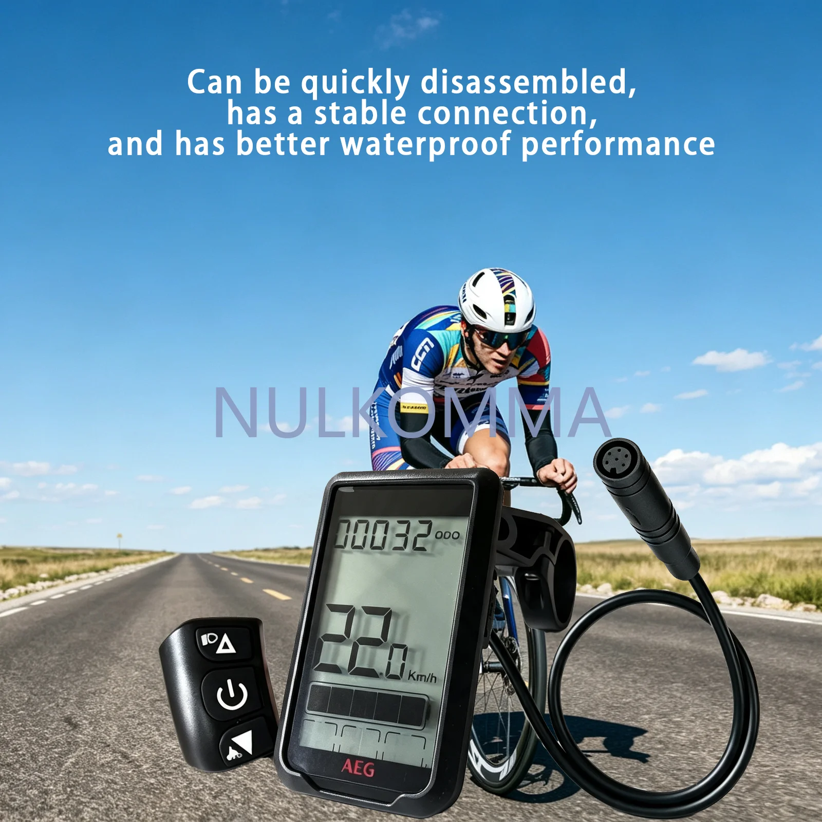 NULKOMMA AEG E-Bike LCD Display Electric Bicycle 6Pin Waterproof Connector Ebike Speed Meter DP C210.U 1.0