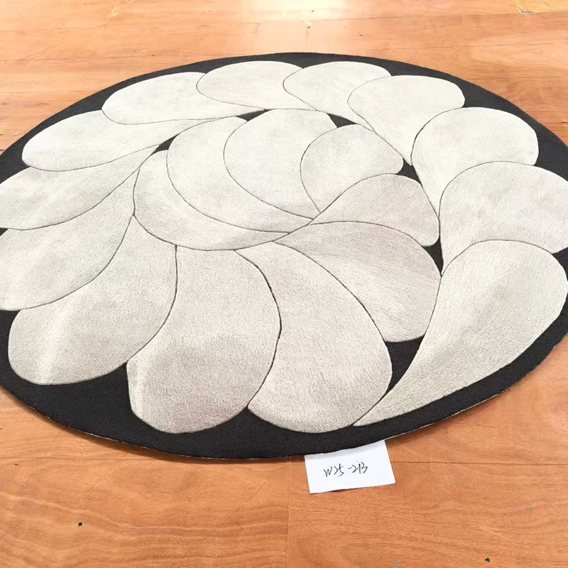 Custom Round Handmade Carpet Custom Made Wool Rugs Tufted Carpets logo Customized Washable Carpet for Bedroom