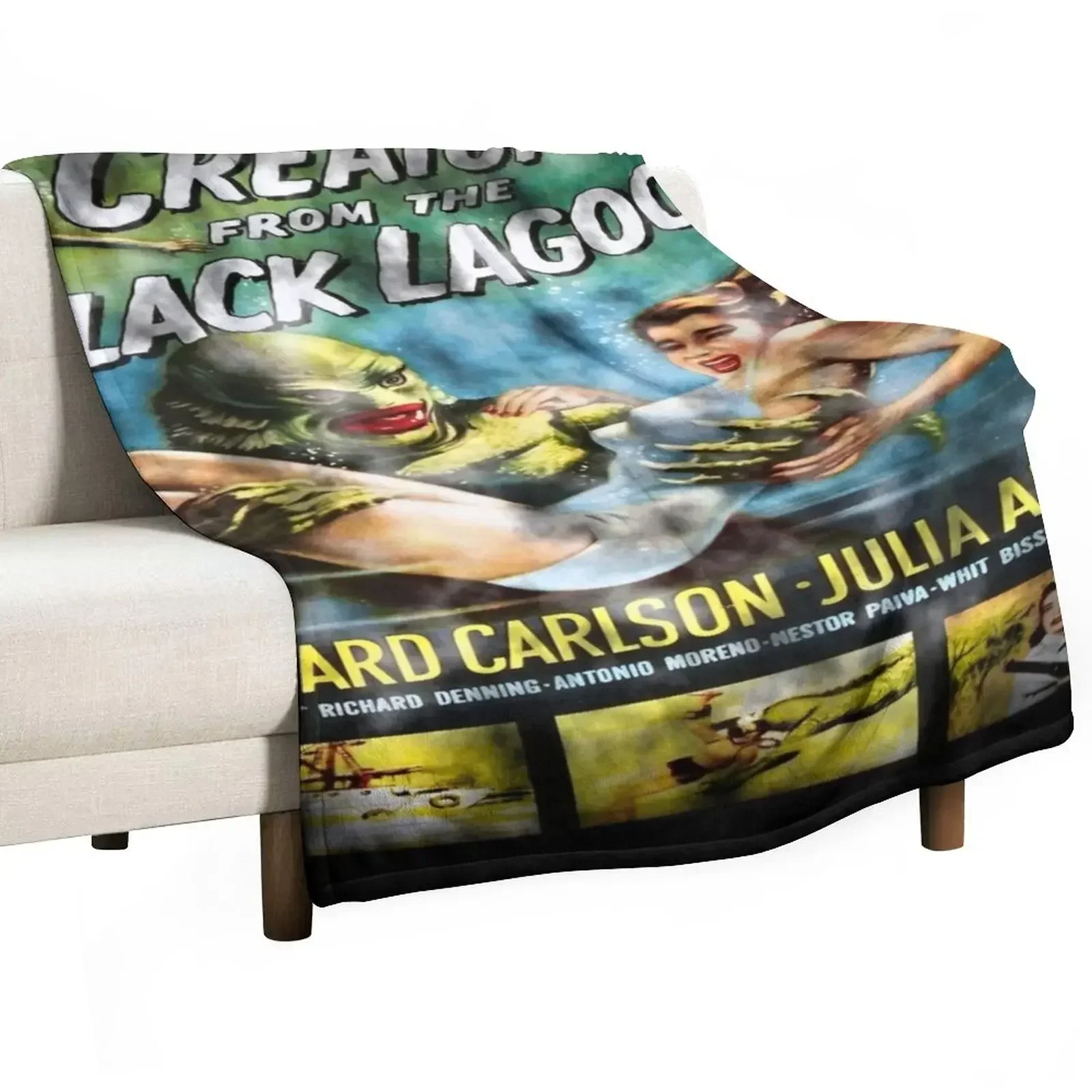 

Creature From The Black Lagoon - Dark Version. Throw Blanket Large Flannels Blankets