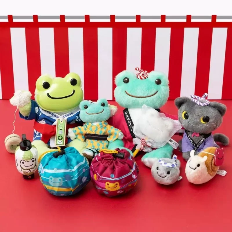 Japonês dos desenhos animados punk sapos brinquedo de pelúcia chaveiros sorridente quimono sapo boneca de pelúcia neko criatividade saco pingente mochila charme