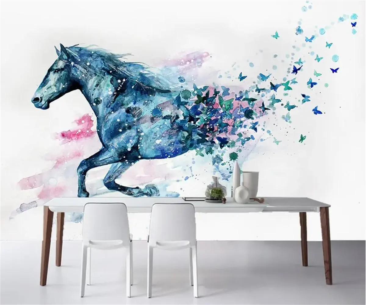 

Customized murals Hand painted watercolor horse painting wallpaper photo 3 d living room bedroom TV background wall 3d wallpaper