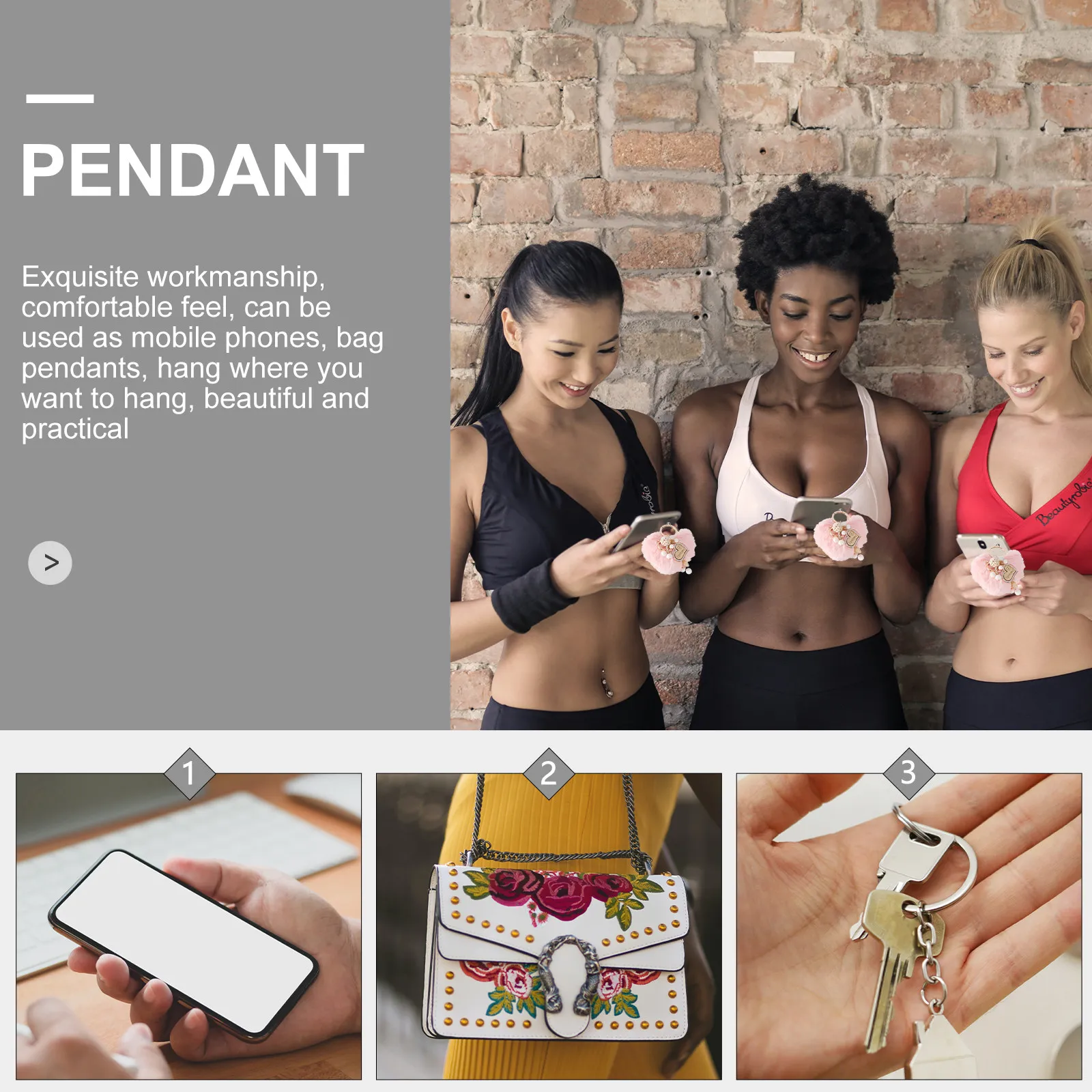 

Heart Shape Key Chain Reusable Charm for Keys Bags Purses Romantic Pendant Decoration Heart Shape Key Chain Bag Ornament