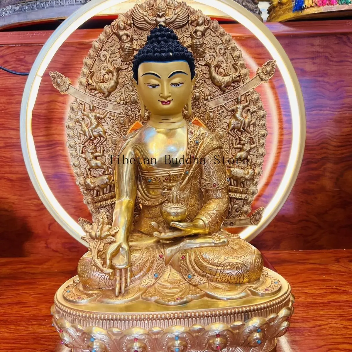 Medicine Buddha pure copper gilt craft boutique household tantra pure copper Mani ornament Buddha statue home