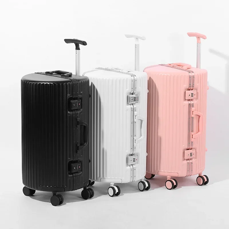 New 20/24 Inch Rolling Luggage Travel Suitcase Unisex Aluminum Frame Trunk New Design Round Trolley Case Password Carry-on Box