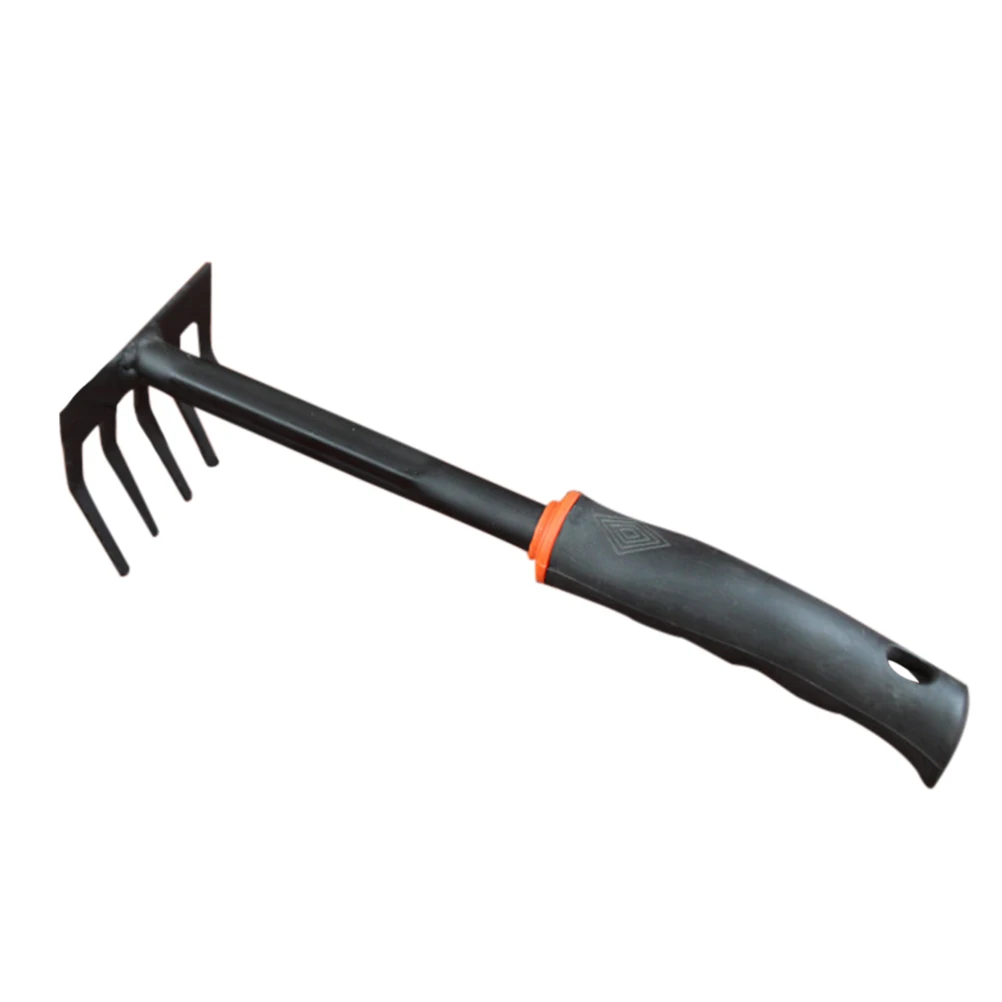 

5 Prong Rake Mini Garden Cultivator Tool Short Handle Deep Digging Comfort Grip Weed Removal Small Grass Aerator For