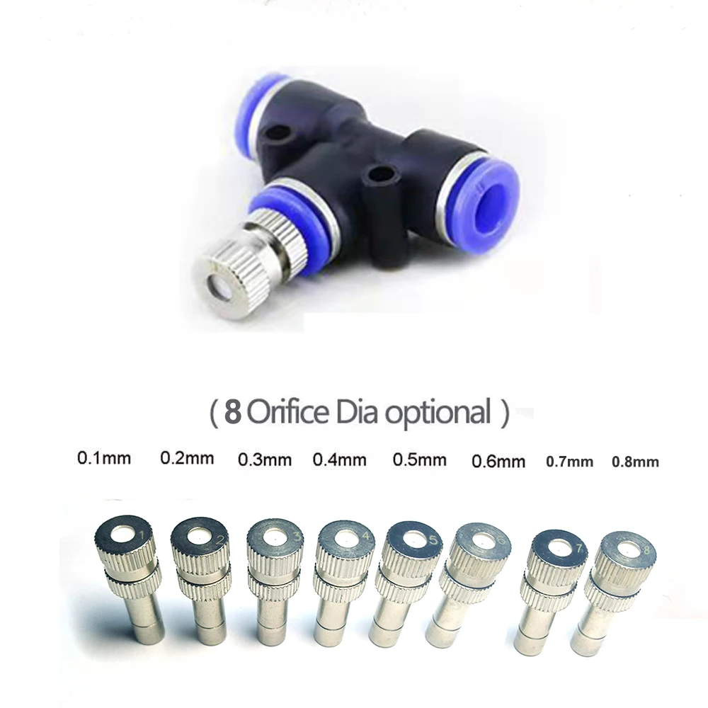 10pcs Low Pressure  0.1mm~0.8mm Atomizing Nozzles+10pcs 6mm Quick Slip lock Connectors for Humidify Misting Landscaping Sprayer