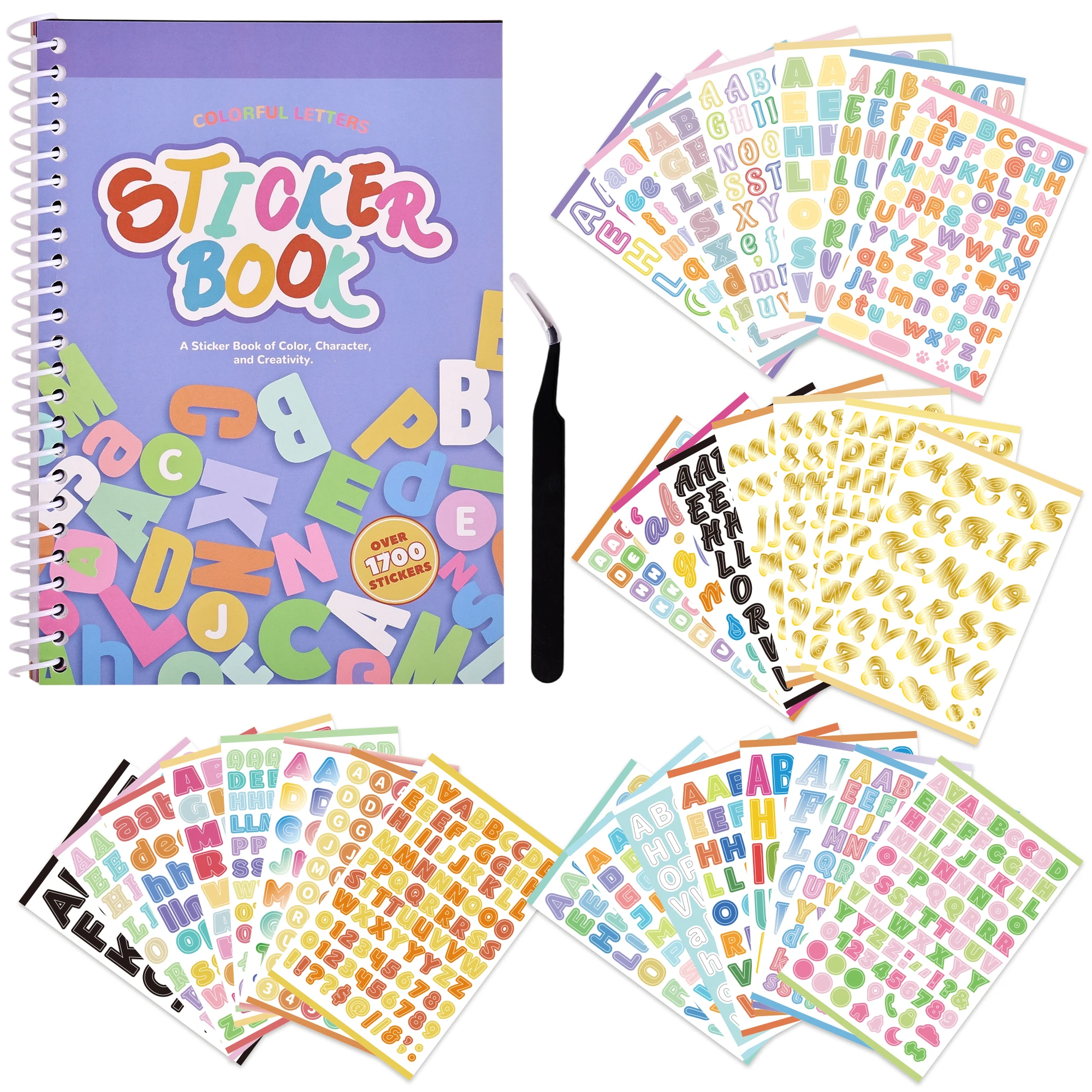 1700+ Pcs Colorful Number Alphabet Stickers, 30 Sheets Self-Adhesive Mini Letter Stickers for DIY Crafts, Cards, Notebook view 3