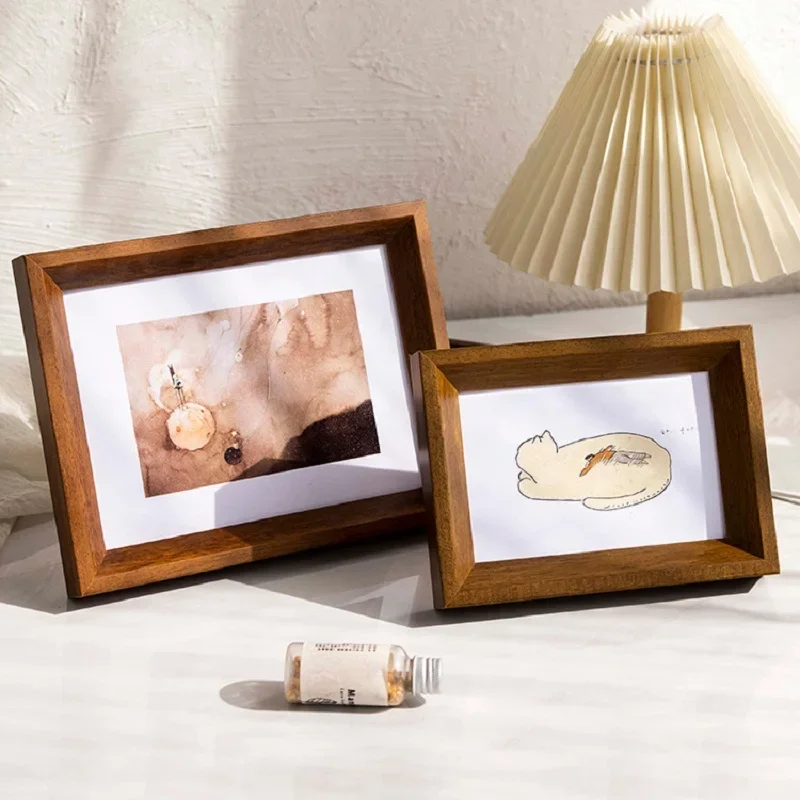 Solid Wood Minimalist 6-Inch 7-Inch A4 Photo Frame - Decorative Tabletop Display Frame for Home Decor