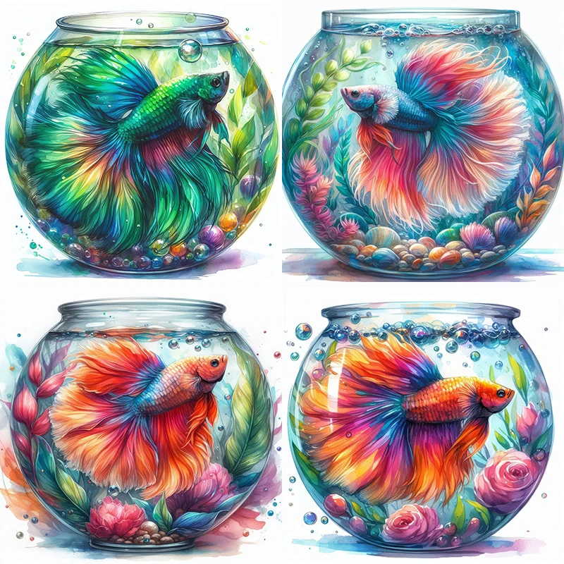 5D DIY Diamond Painting Kit Fish Tank Arowana Picture Full Round Drill Inlaid Embroidery Craft Cross Stitch Home Decor Handmade