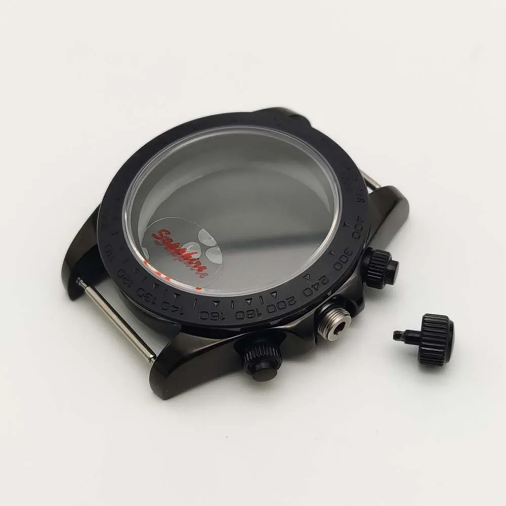 VK63 VK64 쿼츠 무브먼트용 39.5mm 남성용 사파이어 글라스 스테인레스 스틸 케이스 시계 액세서리