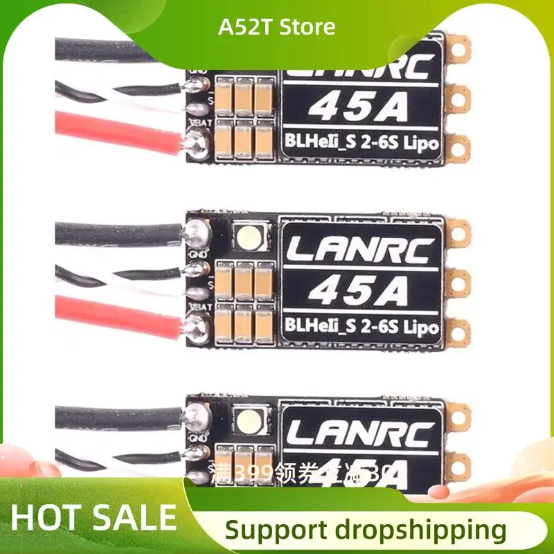 A52T 3X Blheli S 2-6S Lipo 45A Brushless ESC Built-In Programmable RGB LED D-Shot 150/300/600 ONESHOT125