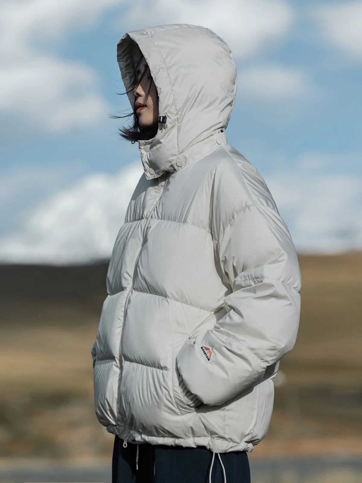 

Mountainvalley Hooded Stand Collar down Jaet 90 White Du down ex Outdoor Removable Coat Street Sle Thiened Polyester