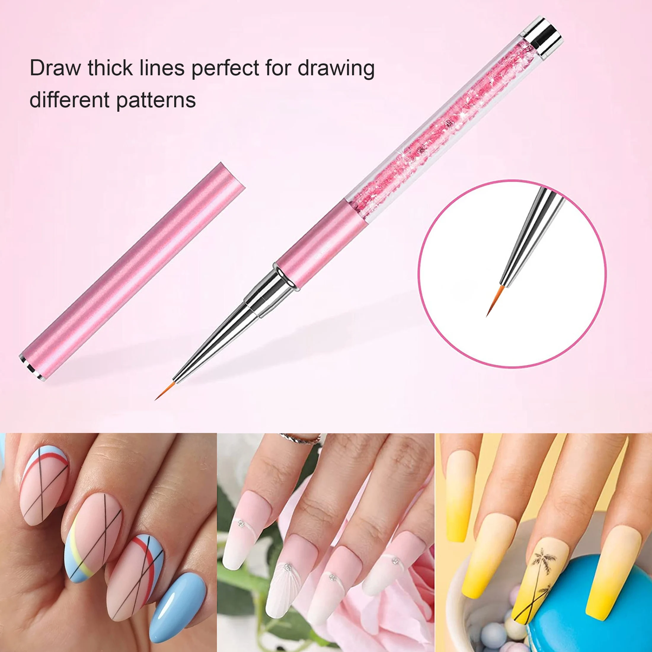 Nail Art Liner Brushes Set Elongated Lines Striping Drawing UV Gel Painting Nail Design Pen Professional Manicure Tool