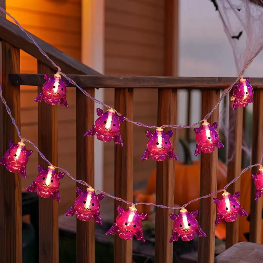 Dual Color Purple Warm White Fairy Lights Halloween Spider String Lights Halloween String Lights Battery Operated for Home