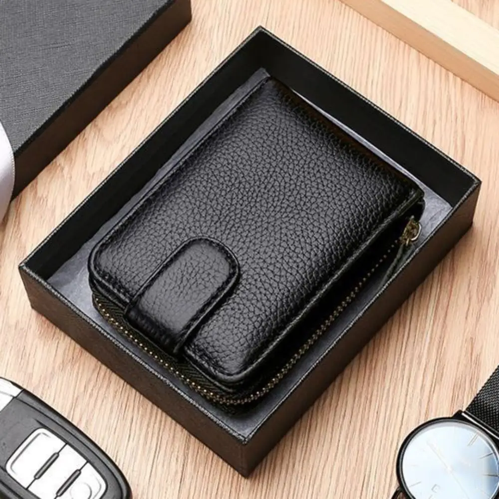 Unisex PU Leather ID Credit Anti Rfid Card Holder RFID NFC Blocking Wallet Case Zipper Coin Purse Money Bag RFID Protected